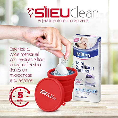 Pack Sileu Go: Copa menstrual Rose - Modelo de iniciación - Alternativa ecológica, natural a tampones y compresas - Talla L, Rojo, Flexibilidad Standard + Estuche de Flor Rojo