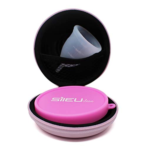 Pack Sileu Travel: Copa menstrual Rose - Modelo de iniciación - Talla S, Transparente, Flexibilidad Standard + Estuche de Flor Rosa + Esterilizador Plegable, Rosa