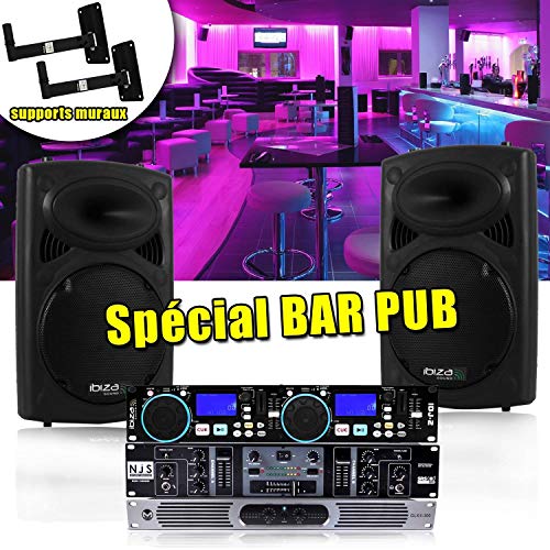 Pack sono completo Bar Pub músicos, cantante, Soirées, 2 x 360 W + montaje en pared