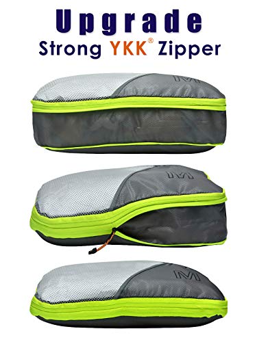 Packing Cubes de Compresión, Organizadores de Equipaje, 3 Set Organizador para Maletas, Bolsas para Ropa Zapato Sucia de Viaje, Accesorios para Viajes de Riemot Gris