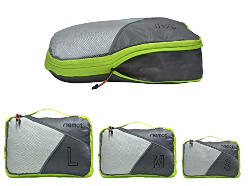 Packing Cubes de Compresión, Organizadores de Equipaje, 3 Set Organizador para Maletas, Bolsas para Ropa Zapato Sucia de Viaje, Accesorios para Viajes de Riemot Gris