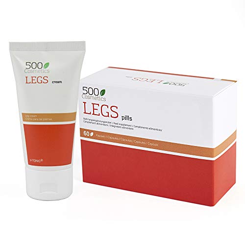 Packs 500Cosmetics Legs: Pastillas + Crema naturales para Prevenir y Aliviar las Varices - Mejora la Circulación Sanguínea y Reduce el Hinchazón