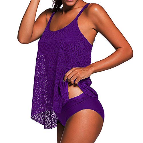 Pacrate Tankini Ladies Lace Sling Bikini Top Bandeau Push Up Negro para Mujer Traje de baño Acolchado Gran tamaño Embarazada