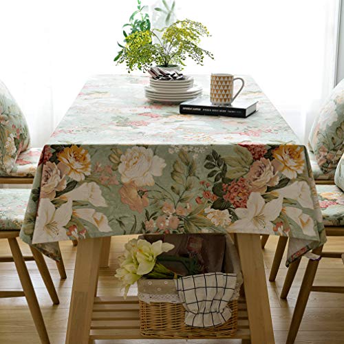 Pahajim Elegante Diseño de Estampado Floral Mantel Antimanchas Rectangular Impermeable Inicio Cocina Cena Picnic Mantel Decoración(Rectangular/Oval,140x220cm)