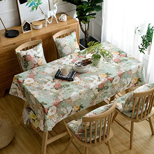 Pahajim Elegante Diseño de Estampado Floral Mantel Antimanchas Rectangular Impermeable Inicio Cocina Cena Picnic Mantel Decoración(Rectangular/Oval,140x220cm)