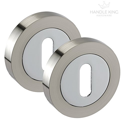 Paire de rosaces pour serrure en chrome, Finition duo chromée