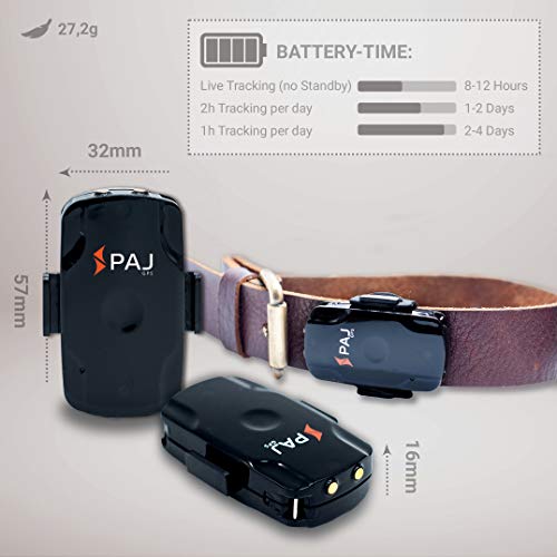 PAJ GPS Pet Finder GPS Tracker Mini Protege Perros y Gatos Resistente al Agua 2 días de duración de la batería (3 días Modo de Espera) Rastreo en Vivo