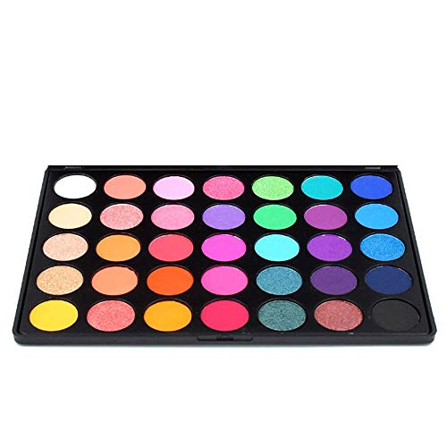 Paleta de sombra de ojos, 35 paletas de maquillaje de sombra de ojos de colores brillantes mate brillo - Set de cosméticos de sombra de ojos de larga duración y pigmento sedoso en polvo (35E)