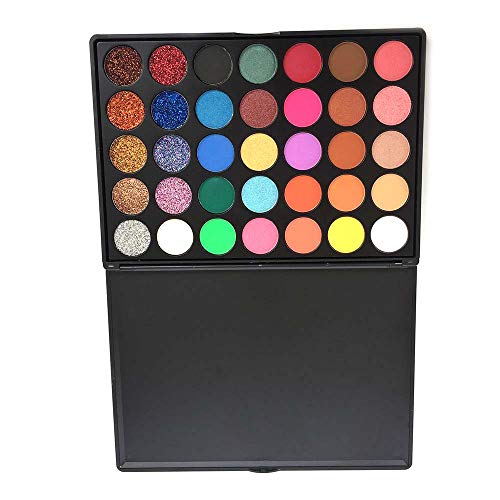 Paleta de sombra de ojos, 35 paletas de maquillaje de sombra de ojos de colores brillantes mate brillo - Set de cosméticos de sombra de ojos de larga duración y pigmento sedoso en polvo (35E)