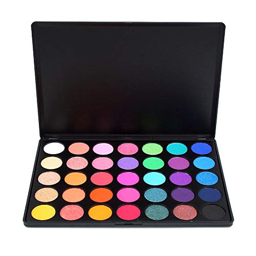 Paleta de sombra de ojos, 35 paletas de maquillaje de sombra de ojos de colores brillantes mate brillo - Set de cosméticos de sombra de ojos de larga duración y pigmento sedoso en polvo (35E)