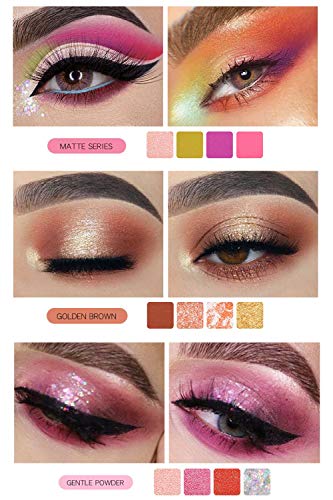 Paleta de sombras de ojos de maquillaje Pudaier, Incluye 28 colores, paleta de sombras de ojos de cosméticos profesionales neutrales a prueba de agua de alta pigmentación
