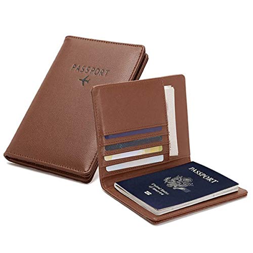 PALMFOX Funda de Cuero para Billetera, Pasaporte, Cubierta de Bloqueo RFID, Funda de Tarjeta de Cuero, Funda de Organizador de Documentos de Viaje, incluidos 7 Colores.