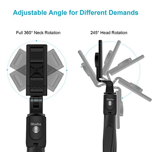 Palo Selfie Trípode, Abafia 3 en 1 Selfie Stick Bluetooth Extensible Rotación de 360 ° con Control Remoto para iPhone 11/11 Pro/X/ Samsung Galaxy 10/S11/Huawei P30 Pro, Otros Android e iOS (4.5-6.5'')