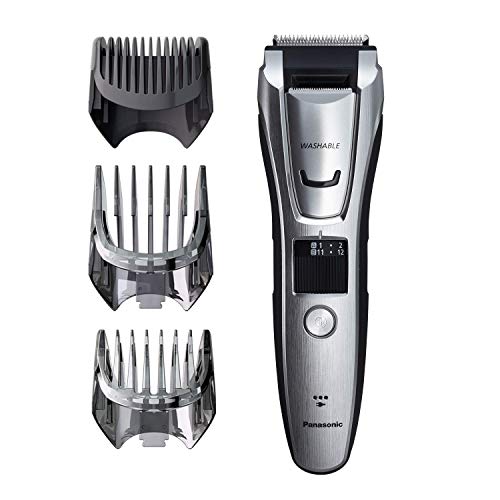 Panasonic ER-GB80-S503 - Cortapelos Impermeable con Peine-Guía 3 en 1 Barba, Cabello y Cuerpo (Recargable, Acero Inoxidable, Lavable, Batería Larga Duración, 39 Ajustes, 3 Peines Incluidos) Plata