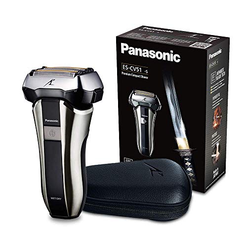 Panasonic ES-CV51-S803 Afeitadora Premium Compacta Eléctrica para Hombre/ Máquina de Afeitar de Láminas para Barba Recargable e Inalámbrica Fabricada en Japón (Motor Lineal, Wet&Dry, 5 Cuchillas)