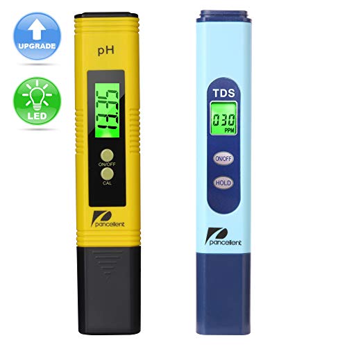 Pancellent Medidor de Prueba de Calidad del Agua TDS PH 2 en 1 Conjunto 0-9990 PPM Rango de medición 1 Resolución PPM 2% Precisión de Lectura (Amarillo)