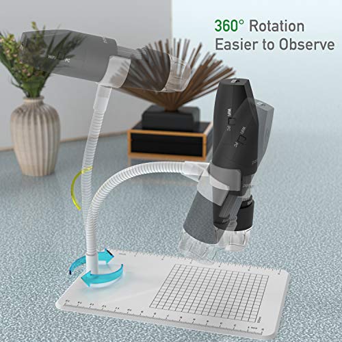 Pancellent Microscopio Digital Inalámbrico, Microscopio De Aumento USB 1080P 50X a 1000X con 8 LED, Colección De Diapositivas De 12 Paquetes