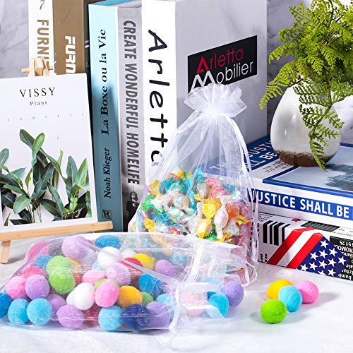 PandaHall 100pcs Bolsas de Organza 17x23cm para Joyas Caramelo Dulces Regalo Recuerdo Favores Detalles de Boda Navidad Halloween(Blanco)