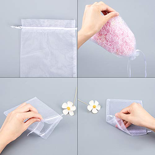 PandaHall 100pcs Bolsas de Organza 17x23cm para Joyas Caramelo Dulces Regalo Recuerdo Favores Detalles de Boda Navidad Halloween(Blanco)