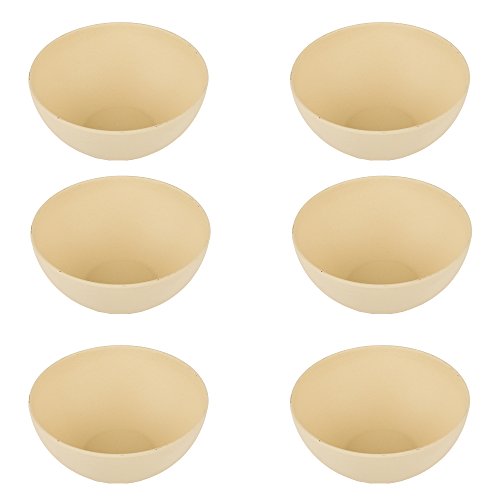 Pandoo - Juego de 6 cuencos de bambú, sin BPA, aptos para alimentos, para pícnic y camping, para el uso diario, aptos para lavavajillas y apilables, Blanco, small