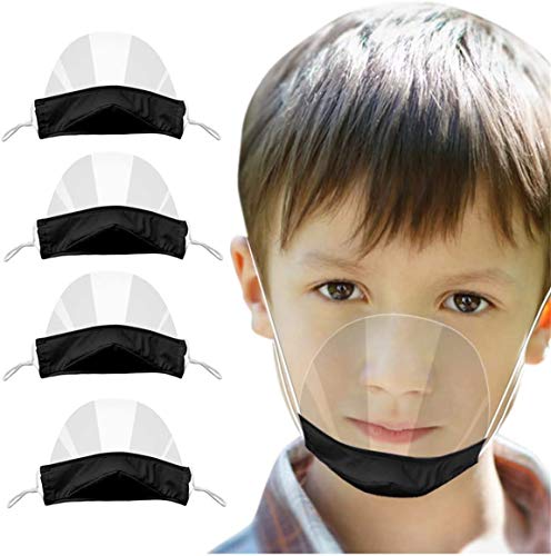 PANGHU 4 Piezas Mini Visera Facial para niños, Protector bucal Transparente Lavable, Protector Facial Reutilizable y cómodo, Protector bucal cómodo para niños y niñas
