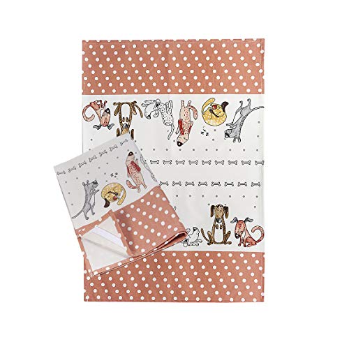 Paños de Cocina, 100% Algodon 50 x 70 cm, Trapos de Cocina, Juego de 2 Blancos con Diseño de Divertido Perro, Regalos Originales para Mujer Amantes de los Perros y Animales