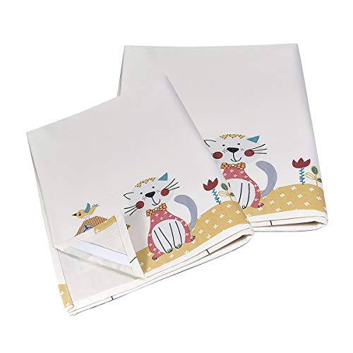 Paños de Cocina, 100% Algodon 50 x 70 cm, Trapos de Cocina, Juego de 2 Blancos con Diseño de Lindo Gato, Regalos Originales para Mujer Amantes de los Gatos y Animales