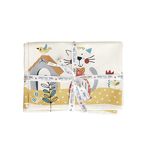 Paños de Cocina, 100% Algodon 50 x 70 cm, Trapos de Cocina, Juego de 2 Blancos con Diseño de Lindo Gato, Regalos Originales para Mujer Amantes de los Gatos y Animales