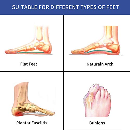 PANSHAN Plantillas de SEBS Plantillas Alivio de Pies Dolorosos Soles de Zapato Insertos Cojín para Trabajo, ocio y Cómodo EU 41-47