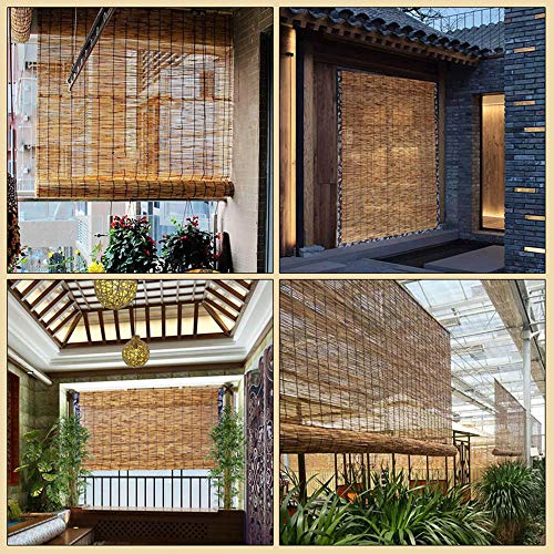 Pantallas de bambú para el Patio, persiana Natural, Cortina de Paja Personalizable a Prueba de Lluvia, Bordes Retro Hechos a Mano, para Interiores/Exteriores