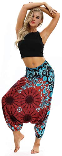 Pantalones de las mujeres s de Bohemia suelta Harem flojo Aladdin pantalones de playa muchachas de la falda de baile ropa de Bohemia estilo retro Pantalones y Pantalones de las señoras Qf shop