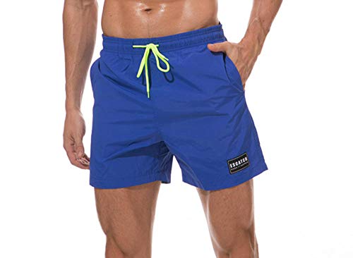 Pantalones De Playa Azules Hombres De Secado Rápido Sueltos Pantalones Cortos Deportivos De Gran Tamaño Ocasionales Marca De Marea Pantalones De Playa Boxeador Aguas Termales Natación Troncos-M