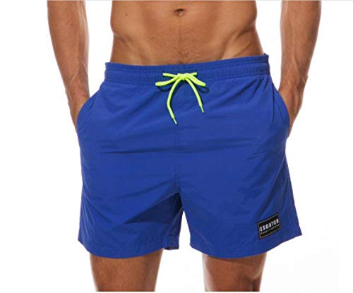 Pantalones De Playa Azules Hombres De Secado Rápido Sueltos Pantalones Cortos Deportivos De Gran Tamaño Ocasionales Marca De Marea Pantalones De Playa Boxeador Aguas Termales Natación Troncos-M