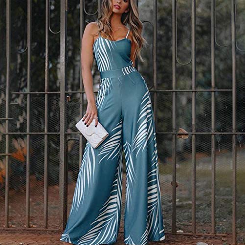 Pantalones Monos Largos de Mujer, SUNNSEAN, Verano 2019, Casual Ropa de Mujer, sin Tirantes ni Mangas, Estampado Flores, Pantalones de Vestir, Pantalones Anchos, Monos Mameluco