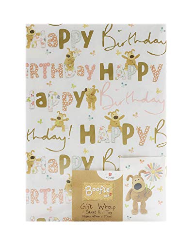 Papel de regalo de cumpleaños – 10 hojas y 10 etiquetas – Bonito papel de regalo y paquete de etiquetas para niños y adultos – Boofle – Papel de regalo para cumpleaños