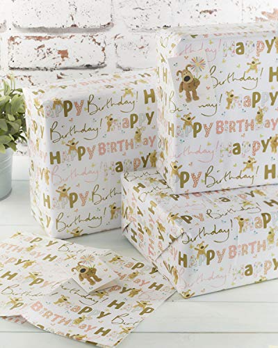 Papel de regalo de cumpleaños – 10 hojas y 10 etiquetas – Bonito papel de regalo y paquete de etiquetas para niños y adultos – Boofle – Papel de regalo para cumpleaños
