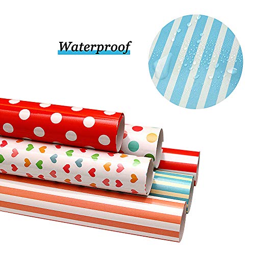 Papel Para Envolver Regalos, Joeyer 6 Hojas Envoltura Colorido (Doblados) Para Cumpleaños, Día De Fiesta, Boda, Baby Shower