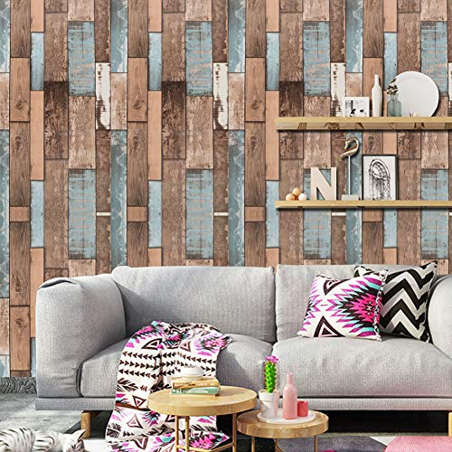 Papel Pintado Autoadhesivo Papel Pintado de Madera Papel Pintado de Madera Marrón Viejo Barco Pelar y Pegar Papel Tapiz Papel de Contacto Papel Pintado Removible Para Cocina Habitación 45 * 500 cm
