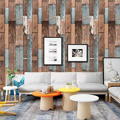 Papel Pintado Autoadhesivo Papel Pintado de Madera Papel Pintado de Madera Marrón Viejo Barco Pelar y Pegar Papel Tapiz Papel de Contacto Papel Pintado Removible Para Cocina Habitación 45 * 500 cm