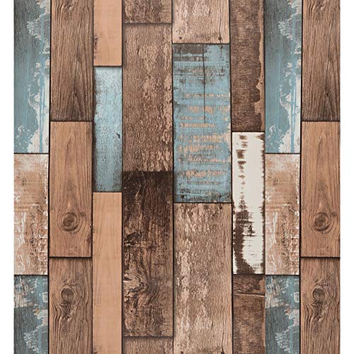 Papel Pintado Autoadhesivo Papel Pintado de Madera Papel Pintado de Madera Marrón Viejo Barco Pelar y Pegar Papel Tapiz Papel de Contacto Papel Pintado Removible Para Cocina Habitación 45 * 500 cm