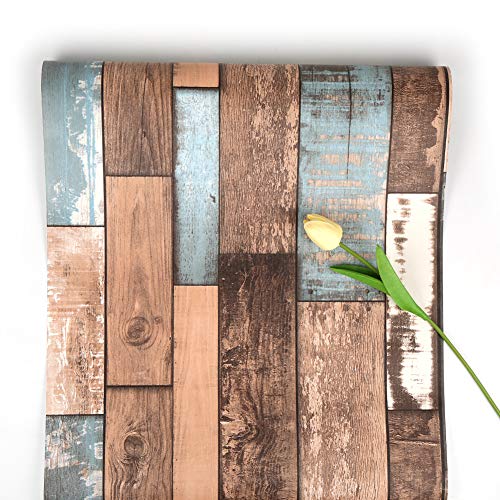 Papel Pintado Autoadhesivo Papel Pintado de Madera Papel Pintado de Madera Marrón Viejo Barco Pelar y Pegar Papel Tapiz Papel de Contacto Papel Pintado Removible Para Cocina Habitación 45 * 500 cm