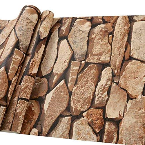 Papel Pintado de Piedra 3D - 950CM * 53CM - Diseño Retro Adecuado para Cocina Dormitorio Sala de Estar Pared de Fondo de TV Chico Chica