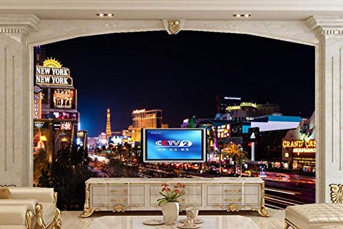 Papel pintado fotográfico para pared de las Vegas, diseño moderno de ciudades nocturnas, restaurante, bar, salón, sofá, TV, dormitorio, papel pintado 3D, 150 x 105 cm