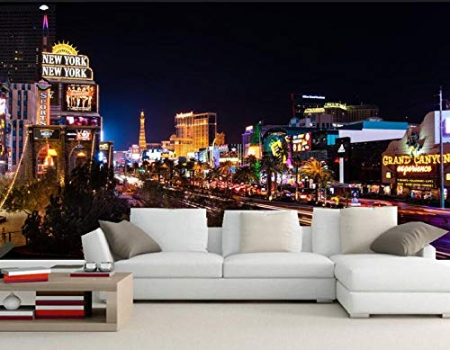 Papel pintado fotográfico para pared de las Vegas, diseño moderno de ciudades nocturnas, restaurante, bar, salón, sofá, TV, dormitorio, papel pintado 3D, 150 x 105 cm