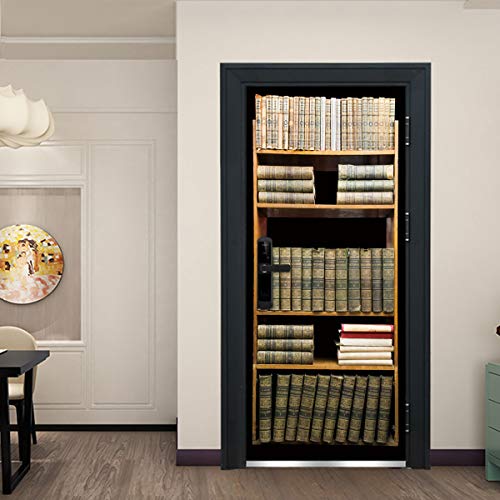 Papel Pintado Puerta 3D Ideas para amueblar estanterías 77x200cm Autoadhesivo Impermeable Papel Pintado Puerta Mural Puertas Cuarto de baño Cocina Dormitorio Inodoro extraíble Vinilo Papel Pintado Ar