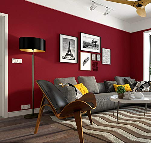 Papel pintado Rojo moderno minimalista color sólido -0.35x9.5m-salsa rojo Papel pintado no tejido moderna sala de estar dormitorio Papel pintado de pared