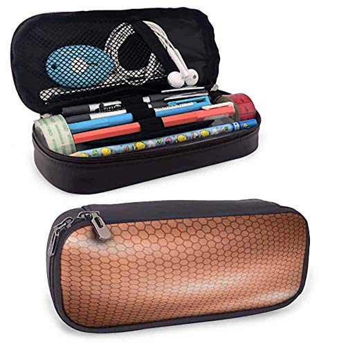 Papelería abstracta para estudiantes Patrón de malla de peine hexagonal con efecto de movimiento de onda abstracta Impresión de imagen geométrica Rotulador Soporte para bolsa de papelería W3.5xL7.9 Ó