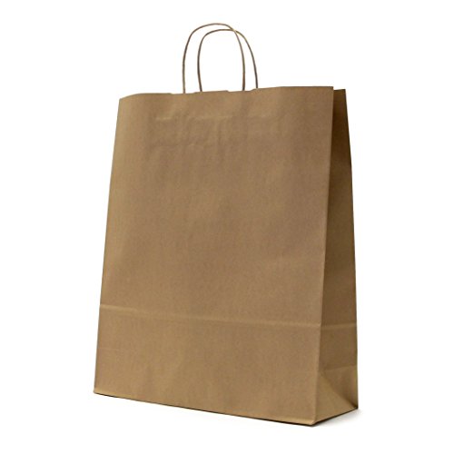 Papeles El Carmen Bolsa con Asa Rizada, Papel, Marrón, 35x41 +12cm, 200 Unidades