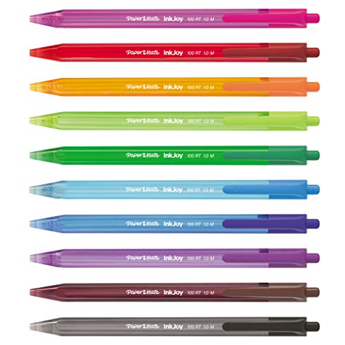 Paper Mate InkJoy 100RT, bolígrafo retráctil, punta media de 1 mm, Pack de 20, colores surtidos