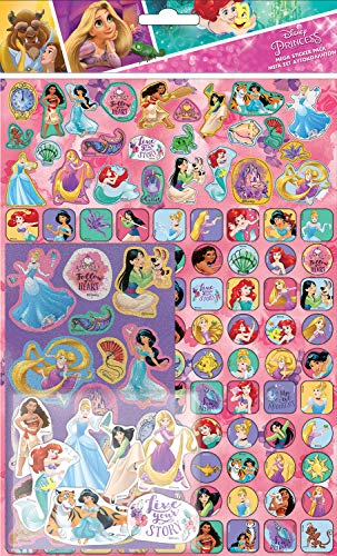 Paper Projects 9124370 Disney Princess Mega paquete de pegatinas, color rosa y morado , color/modelo surtido